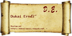 Dukai Ernő névjegykártya
